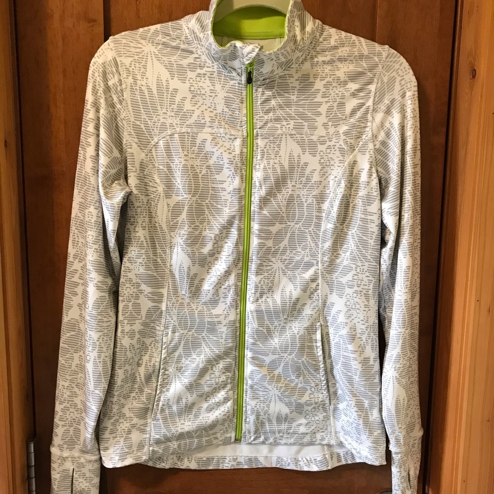 Mondetta white & grey light floral athletic jacket